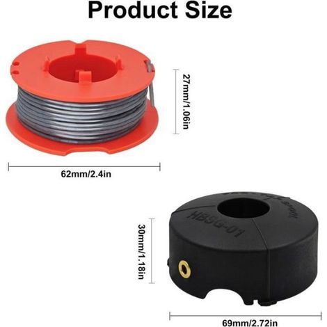 Bobine Fil - Nylon 8 M x 1,6 Mm - Compatible Coupe-Bordure Bosch ART 23 26 30 - Pack 3 Bobines + 1 Capuchon (1/4)