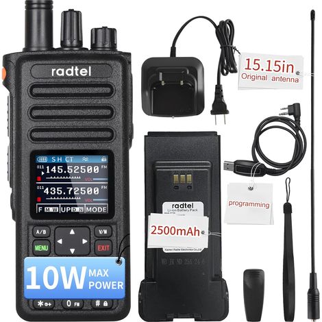 Radio Air Band Walkie Talkie, Full Band 199CH HT, Rechargeable Long-Range Handheld Two-Way Radio with USB-C Battery, NOAA, FM, & AM Frequency Capabilities (en Anglais) (1/5)