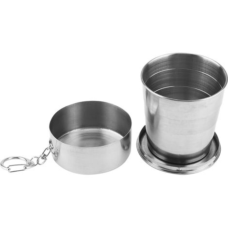 Gobelet pliable en acier inoxydable pour extérieur, voyage et camping (4 plis, 250 ml) (1/5)