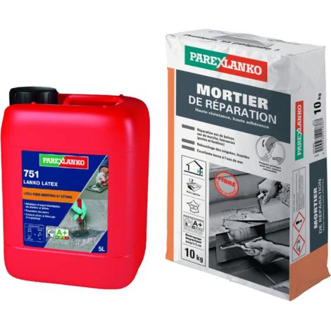 PAREXLANKO pack - Mortero de reparación 10kg - Resina de adherencia 751 LANKO LATEX 5L (1/5)