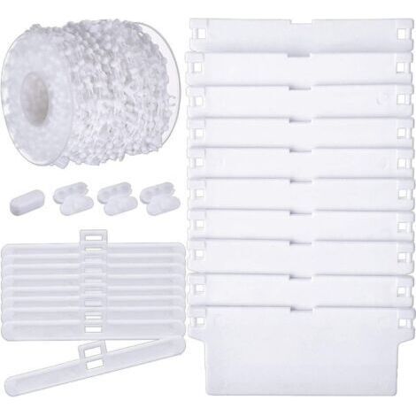 BUNTHAUS 35Pcs 3,5pouces / 89mm Store Vertical Accessoires, 10 M Chaîne Inférieure Et 10 Pièces Connecteur De Chaîne, 12 Pièces Cintres Supérieurs, 12 Pièces Lattes De Poids Inférieurs (1/5)