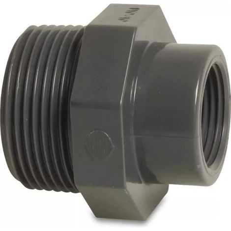 Profec Reduzierstück, PVC-U, 1 Zoll AG x 3/4 Zoll IG, 10 bar, grau