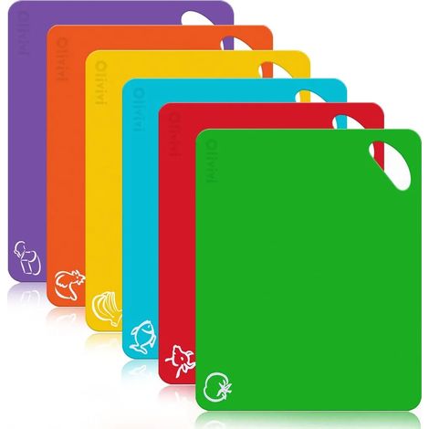 Ensemble de planches à découper de couleurs différentes, en plastique antibactérien sans BPA, compatible lave-vaisselle, planche à découper pour le petit-déjeuner, 31 x 38 cm (1/4)