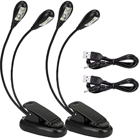 2 lampes musicales LED avec câble USB, luminosité réglable sur 2 niveaux, adaptées aux supports de piano, bureaux et pupitres. (1/5)