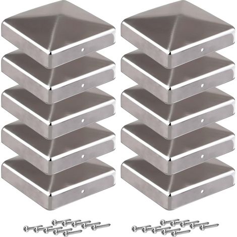 10 Pièces Chapeaux poteau acier galvanisé 5x5 cm, forme pyramidale métal – résistant intempéries (1/5)