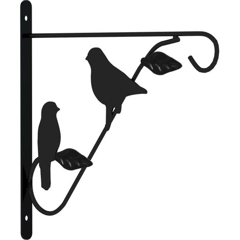 Hanging Basket Brackets 4 pcs Black Steel vidaXL