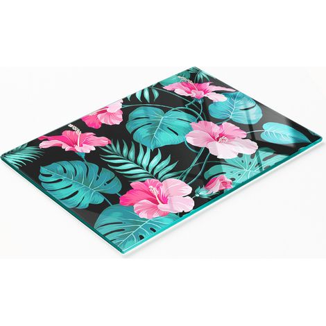Tableau en verre élégant et résistant avec motif de fleurs tropicales 80x52 cm (1/5)
