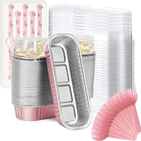 Moule À Mini Cake - Aluminium Jetable Avec Couvercle Dôme Et Cuillère - Compatible Four Réfrigérateur Friteuse À Air - 50 Pièces (1/5)