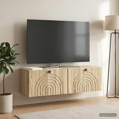 vidaXL Wall-Mounted TV Cabinet Wall-mounted Sonoma Oak 98 x 31 x 30 cm (1/5)