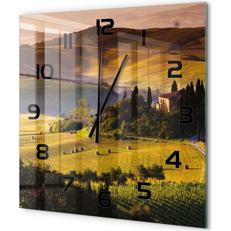 Grande Horloge Murale Carrée Originale en Verre Silencieuse Design Moderne Salon Toscane, Italie 60x60 cm (1/5)