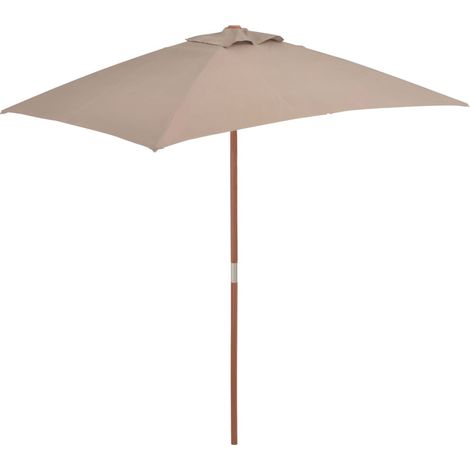 Parasol avec mât - Parasol de Jardin Extérieur - Protection Solaire pour Jardin Patio Piscine en bois 150 x 200 cm Taupe HNDX768223 (1/5)