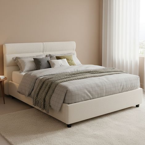 Doppelbett Brienno, abnehmbar, mit Stauraum, Made in Italy, Matratze 160x190 cm, Beige (1/5)