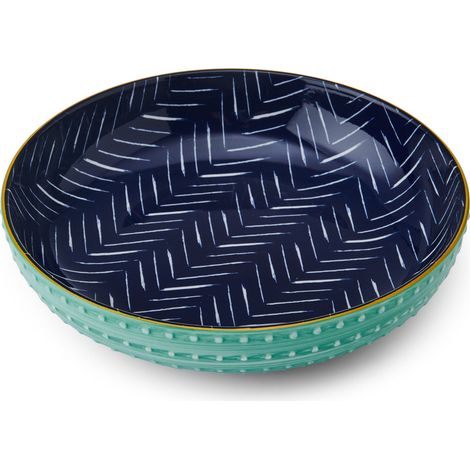Mikasa - Cuenco de gres (21 cm), diseño de espiga indigo