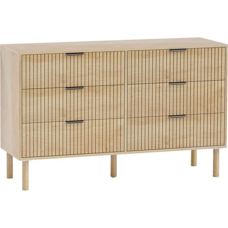 Cassettiera 6 Cassetti Stile Nordico 120x39,5x75 cm in Legno Rovere (1/5)
