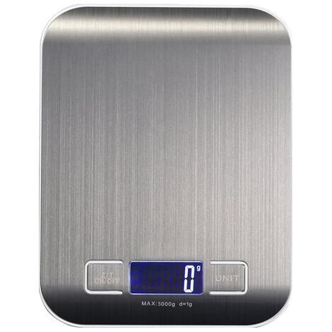Balance de cuisine précise, balance d'expédition numérique portable avec fonction tare et nettoyage faciles, élégante en acier inoxydable.-AquaForge (1/5)