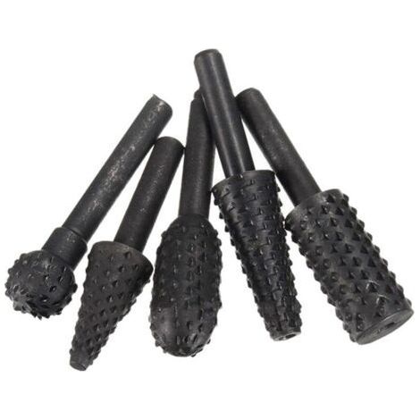 5pcs Woodworking Rotary File Set, Electric Rotary Grinding Heads, Wood Files, Carving Knives, Tea Tray Root Grinding Heads，Black (1/5)