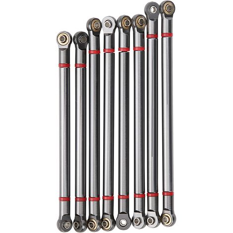 8 Pièces Biellettes en Alliage d'Aluminium pour SCX10 1/10 Empattement 313mm Voiture RC Crawler (Teinte Titane) (1/5)