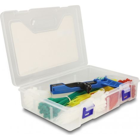 Delock Caja de surtido de bridas con herramienta tensora 350 piezas de colores surtidos