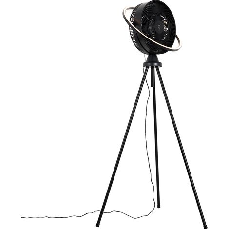 QAZQA Moderno Ventilador de pie trípode negro con LED regulable en 3 pasos y ajustable - Marleen Plástico /Acero Alargada Incluye LED Max. 1 x 20 Watt (1/5)