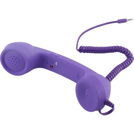 Téléphone portable USB-C de style vintage, résistant aux radiations, avec connecteur 3,5 mm pour smartphones, couleur violette. (1/5)