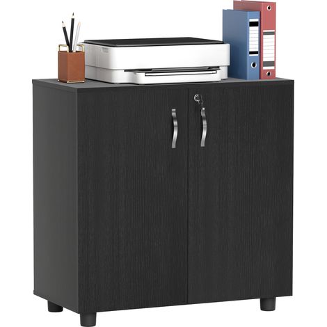 Vinsetto 2-Tier Locking Office Storage Cabinet File Organisation w/ Handles Keys Black (1/5)