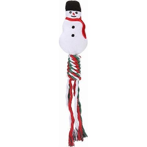 Ce jouet pour chien en forme de bonhomme de neige en corde est parfait pour les jeux de tir à la corde, les jeux interactifs et pour mâcher, et constitue un cadeau festif idéal pour votre chien. (1/4)