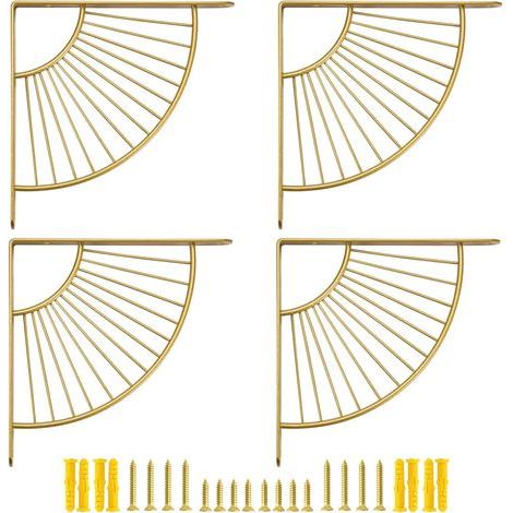 Lot de 4 petits supports d'étagère décoratifs en laiton de 15,2 cm, décoration murale dorée, support d'étagère moderne de 15 cm pour étagères flottantes à faire soi-même, doré (1/5)
