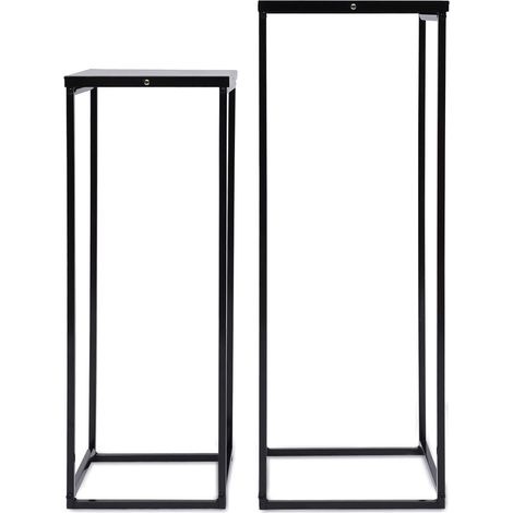 2er Pflanzenständer Deko Blumenhocker Pflanzenhocker Blumenständer 60/70cm Eckig Schwarz (1/5)