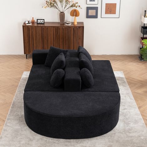 Canape convertible modulaire chenille noir OKMYHOME (1/5)
