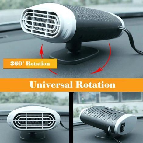 Mini chauffage 12V rotatif 180° - Désembuage pare-brise rapide (Protection anti-surtensions - Câble allume-cigare) (1/4)