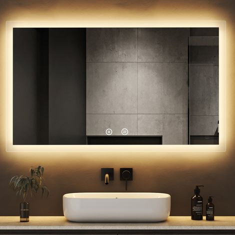 LED Badspiegel 100x60cm Spiegel mit Beleuchtung Badezimmerspiegel Dimmbar mit 3 Lichtfarben, Antibeschlag, Speicherfunktion (1/5)