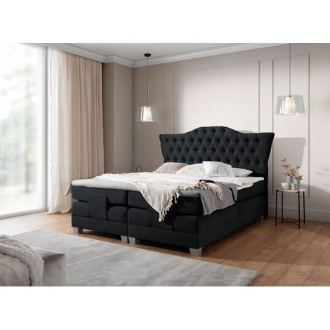 Boxspringbett Elektrisch Bett FAUSTO 180x200cm in Stoff Wind Schwarz (1/5)