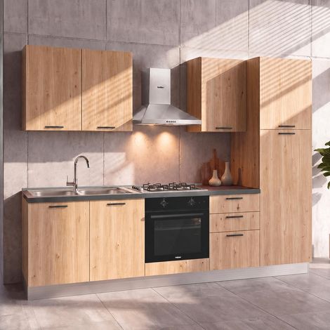 Cucina completa Asti255 cm Rovere Lis con Elettrodomestici Industrie Valentini (1/5)