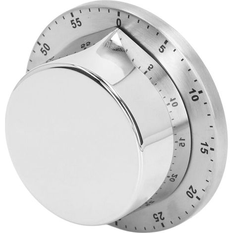 Ulisem304 Mechanischer Küchentimer aus Edelstahl mit magnetischer Absaugung, Chef-Küchentimer, weiße Uhr (1/4)