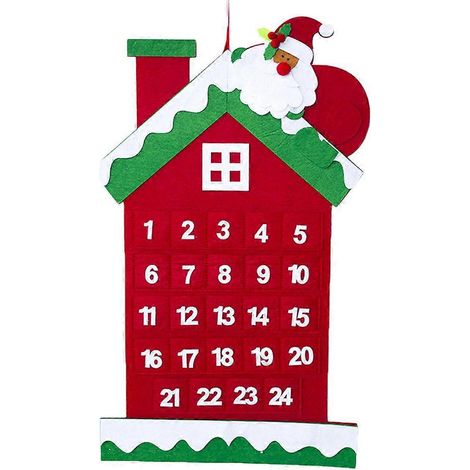 Calendrier de l'Avent de 24 jours en forme de maison, décoration murale ou à suspendre pour Noël (1 pièce). (1/3)