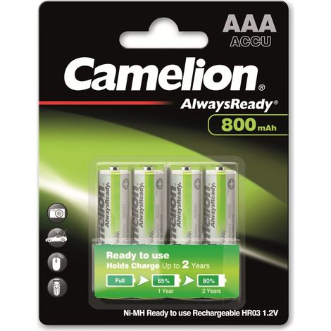 CAMELION NiMH-Micro-Akku AlwaysReady, 800 mAh, 4 Stück (1/3)