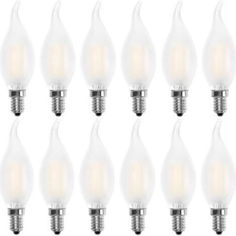 E14 LED-Flammenbirne, Kerzenform, Warmweiß 2700K, 4W entspricht 40W Glühlampe, 400lm, 12er-Pack [Energieklasse A+] (1/5)