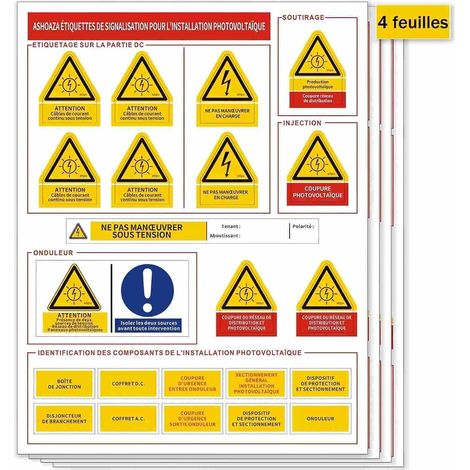 Kit 88 Étiquettes Photovoltaïques Conforme UTE C15-712-1 (1/5)