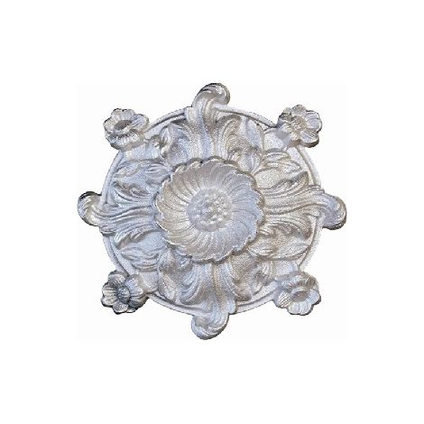 Rosace avec détail floral en fonte zinguée - Diamètre 170mm - À visser avec taraudage M5 (4,2mm) - DECO FER FORGE