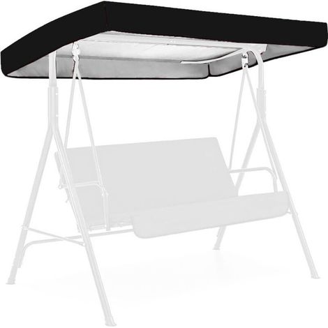 Housse de rechange pour balancelle 3 places – toile imperméable en polyester résistante aux UV, couleur noir, compatible avec les balancelles jardin et terrasse (1/5)