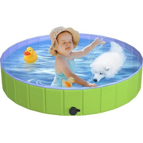 Piscine Chien Pliable, Piscine pour Chien 120x30cm en PVC, Piscine Enfant Stable et Antidérapant, Piscine Portable pour Grand Chien et Animaux de Compagnie, Taille XXL, Verte (1/5)