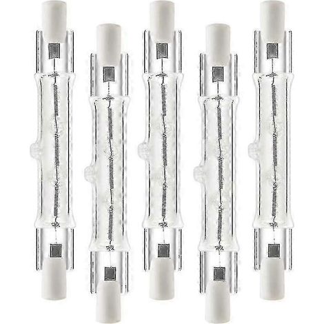 Lot de 5 ampoules halogènes linéaires R7S 118 mm 300 W 230 V, à intensité variable, pour la construction. (1/5)