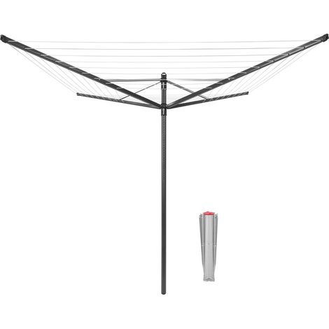 Séchoir Lift-O-Matic - Etendoir Linge Extérieur - Antidérapantes - Résistantes aux UV, 50 m - Rotation Fluide - Pratique - Douille en Métal à Planter dans Le Sol - Anthracite - ø 295 cm (1/5)