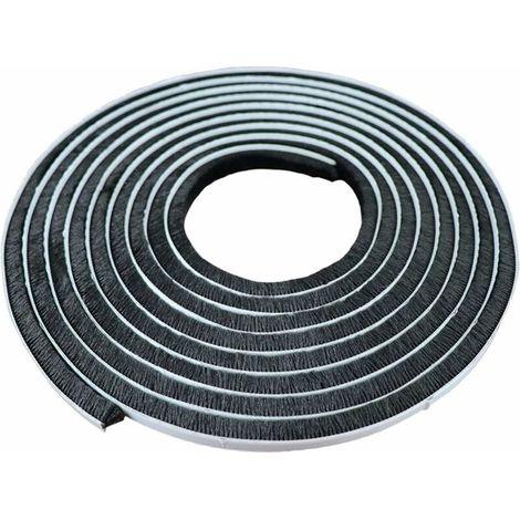 Bande de Joint Brosse Bande de Brosse Autocollante Bande détanchéité de Fenêtre Anti-poussière Joint de Brosse Coupe-Vent pour Fenêtres et Portes 9mm(Largeur) 15mm(Haut), Longueur 5m, Noir (1/5)