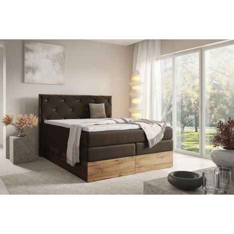 Boxspringbett Schlafzimmerbett NAVEL 200x200cm in Stoff Rouge Braun (1/5)