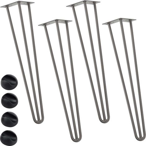 Set 4 Gambe Piedi Tavolo Pranzo Scrivania 60cm Metallo Design Moderno Grigio