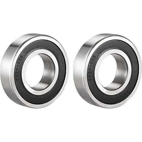 Lot de 2 roulements à billes 6206-2RS scellés, 30 x 62 x 16 mm, pré-lubrifiés, double joint en acier chromé, roulement à billes rainuré 6206RS