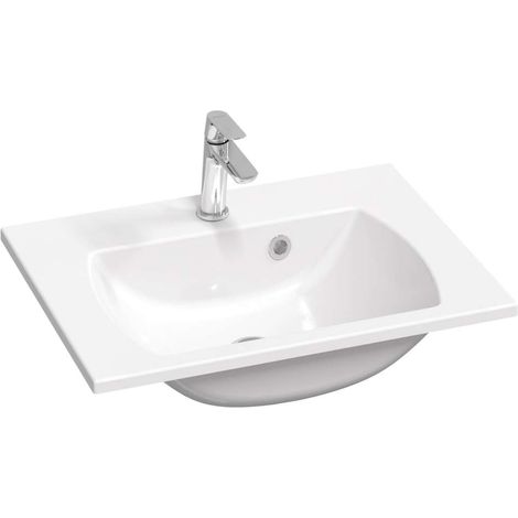Ravak Classic Slim - Waschbecken 60x45 cm, mit Überlauf, mit Hahnloch, weiß XJX01160004