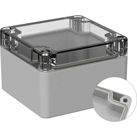 Boîtier à usage général RS PRO en Polycarbonate, 80 x 82 x 55mm, Gris IP66 ( Prix pour 1 ) (1/2)