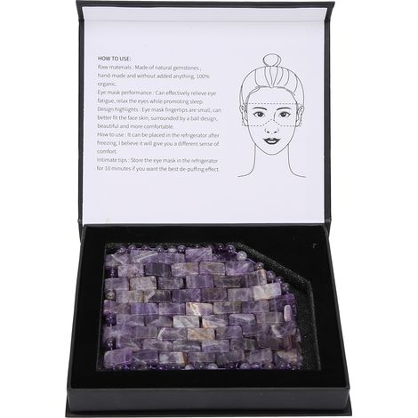 Masque relaxant pour les yeux, masseur facial en pierre de jade naturelle, réduit les cernes, outil de soin du sommeil, améthyste (1/5)